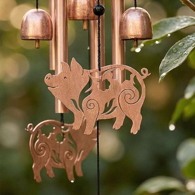 Metal Wind Chimes for Outside, Pig Style Hanging Waterproof Aluminum Windchimes with Hook for Outdoor Garden Patio Porch Decor, 33“ Memorial Wind Chimes Friendship Gifts for Women