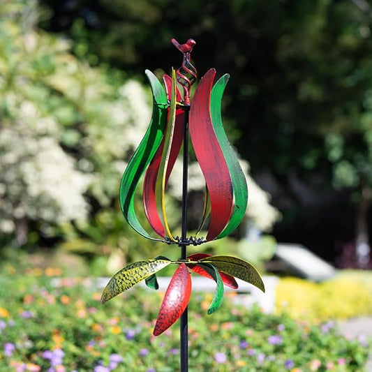 Stargarden Outdoor Wind Spinners, 13.7”Dia Metal Kinetic Wind Sculptures, Metal Yard Art Garden Decor(Multicolored)