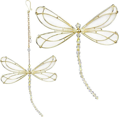 XinTX Dragonfly Crystal Suncatcher Rainbow Maker Prism,Hanging Crystals Ornament for Window Garden Home Decor (Dragonfly)