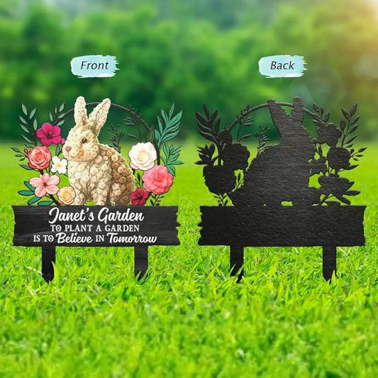 Personalized Metal Garden Stake Gift for Family - and Into The Garden I Go to Lose My Mind