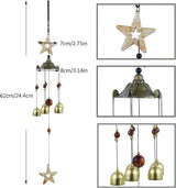 BWinka Star Wind Chimes for Outside with 5 Brzone Chime Bells, Rustic Wind Chime Hanging Decor for Garden Patio Yard