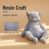 Stone Cat Garden Statue, Funny Resin Cat Figurine for Indoor & Outdoor Decor, Cute Relaxing Cat Sculpture for Patio Yard Lawn Porch Shelf, Cat Lover Gift, Weather Resistant, 9.8" L x 5.9" W x 6.7" H