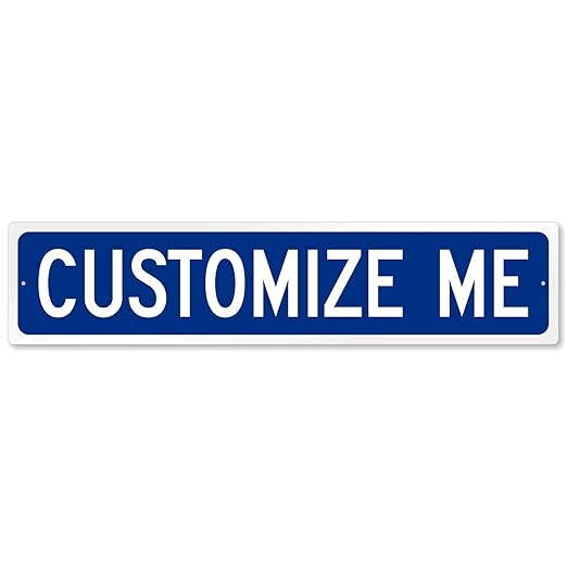 SmartSign Blue Custom Street Sign - 4" x 18", Aluminum, Reflective Option, Personalize Your Own Street Sign, Outdoor Metal Sign for Home, Office, Decor, Room, USA-Made