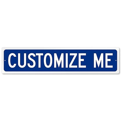 SmartSign Blue Custom Street Sign - 4" x 18", Aluminum, Reflective Option, Personalize Your Own Street Sign, Outdoor Metal Sign for Home, Office, Decor, Room, USA-Made