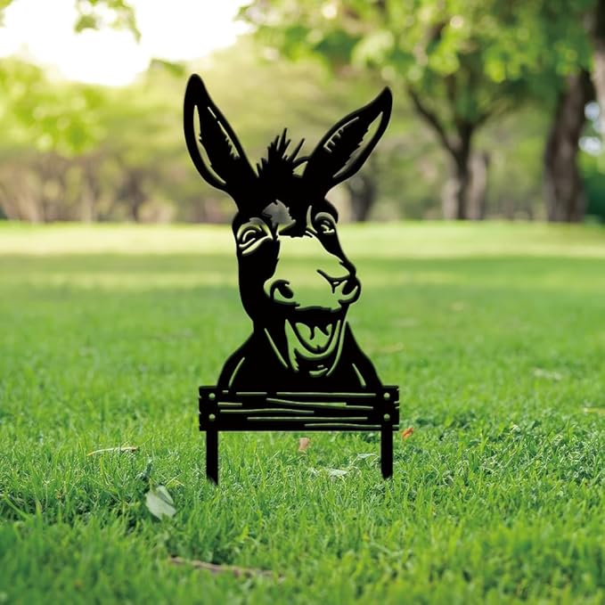 SUPERDANT Metal Donkey Garden Decor for Outside Funny Animals Yard Stakes for Decorations Outdoor Statues Iron Art Stake Decorative Silhouette Lawn Ornament Patio Porch Farmhouse Decoration Gifts