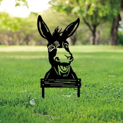 SUPERDANT Metal Donkey Garden Decor for Outside Funny Animals Yard Stakes for Decorations Outdoor Statues Iron Art Stake Decorative Silhouette Lawn Ornament Patio Porch Farmhouse Decoration Gifts