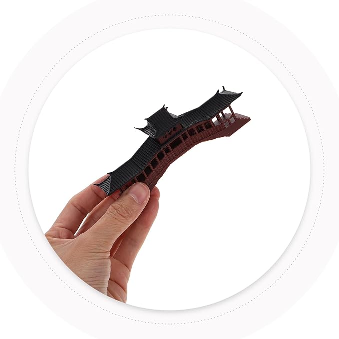 LOGOFUN 3PCS Mini Asian Garden Decor Miniature Pagoda Statue Mini Pavilion Ornament for Japanese Garden Accessory - Brown Black