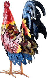 Metal Rooster Statue Garden Chicken Sculpture Decoration Metal Yard Art for Yard Outdoor Indoor Decoration (#B)
