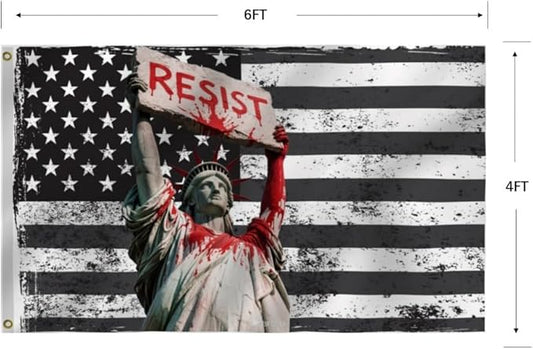 Resist Flag 4X6Ft, Protest American Flag,Statue of Liberty Design Flags, Men Women Banner,Vibrant Colors, Double Stitched with 2 Brass Grommets, Bar Garden Street Decoration, GYM, Office Decor,Indoor Outdoor Use,Gifts. (4x6ft)
