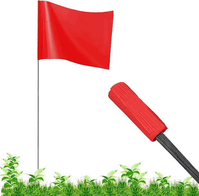 100Pack Red Marking Flags, JIZHGRAD 16x4x5 Inch Marker Flags Use for Yard & Lawn, Boundary & Dog Training, Survey & Landscape, Sprinkler & Surveyor, Garden & Construction, High Visibility, Sturdy, Versatile, UV & Weather Resistant