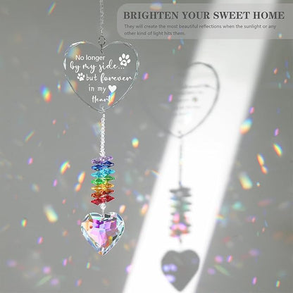 Dog Memorial Gifts for Loss of Dog, K9 Pet Memorial Crystal Suncatcher, Pet Sympathy Loss Passing Away Remembrance Bereavement Gift (Color-Heart)