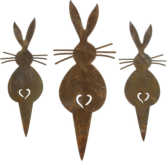 3Pcs Garden Statues Metal Yard Art Outdoor Decors Animals Stake Garden Decorations Outdoor Garden Statue