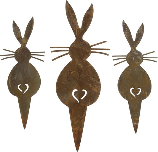 3Pcs Garden Statues Metal Yard Art Outdoor Decors Animals Stake Garden Decorations Outdoor Garden Statue