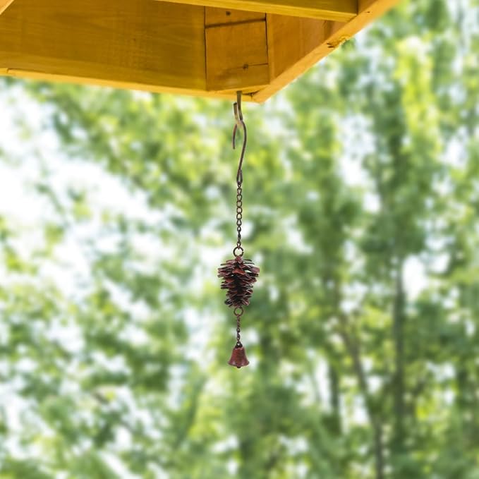 Pine Cone Bells Wind Chimes Metal Door Knob Hanger Soothing Chimes for Garden Porch Home Elegant Pinecone Outdoor Decorations Holiday Wall Ornament