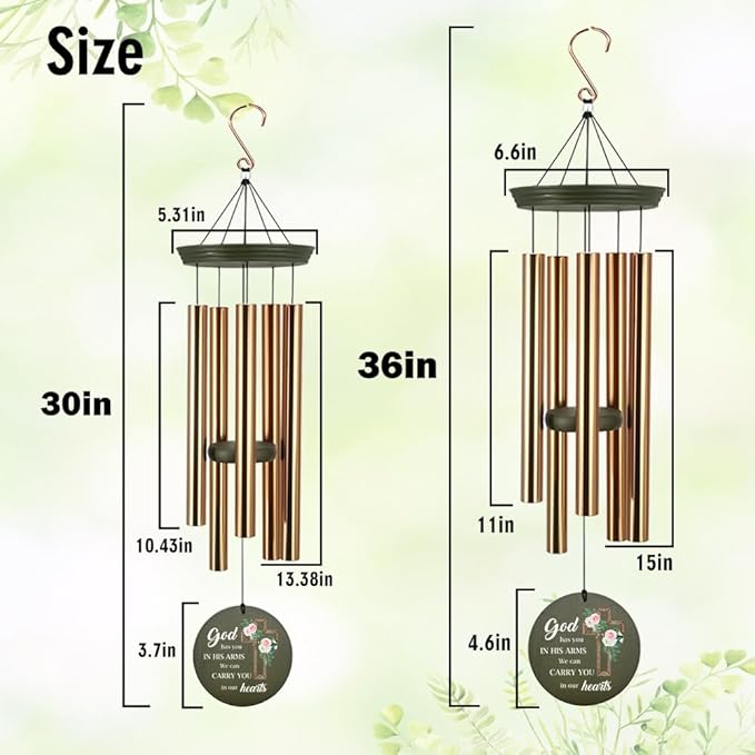 Personalized Sympathy Wind Chimes, Memory Gifts, Deep Tone Custom Name Wind Chime for Loss of Loved Dad/Mom, Expresses Sympathy, Comfort, Remembrance, Product in USA