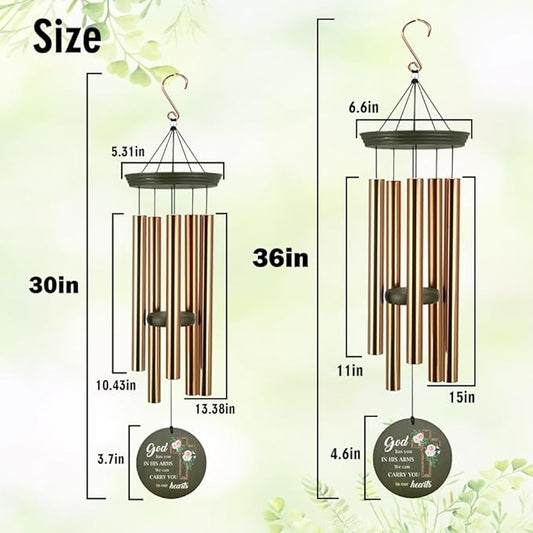 Personalized Sympathy Wind Chimes, Memory Gifts, Deep Tone Custom Name Wind Chime for Loss of Loved Dad/Mom, Expresses Sympathy, Comfort, Remembrance, Product in USA