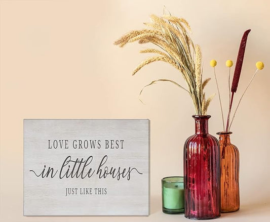 Inspirational Quotes Love Grows Best in Little House Just Like This Canvas Wall Art Prints Artwork Signs Framed For Farmhouse Home Living Room Decor, 14 X 11 inch,Couple Gift, Housewarming Gifts