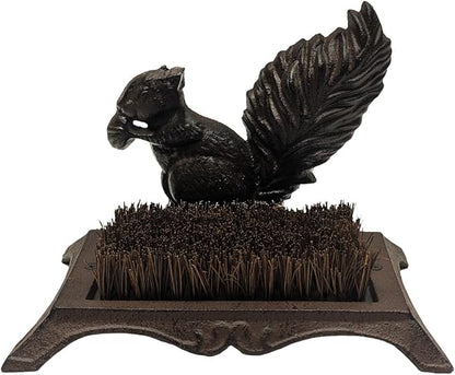 Treasure Gurus Cast Iron Metal Squirrel Boot Scraper Garden Shoes Brush Outdoor Front Door Porch Decor