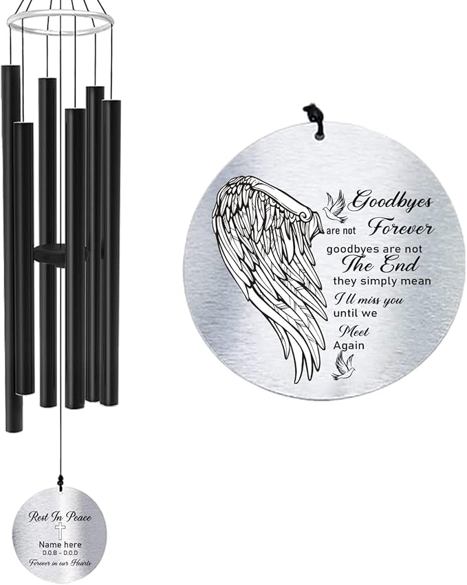 ASTARIN Personalized 30" Bereavement Wind Chimes for Outside, Memorial Gift in Remembrance of a Loved One, Sympathy Gift for Loss of Mother Father Husband, Garden Patio Decor
