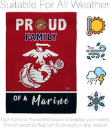 Proud Family Marines Garden Flag - Armed Forces Marine Corps USMC Semper Fi United State American Military Veteran Retire Official - House Banner Small Yard Gift Double-Sided Made in USA 13 X 18.5