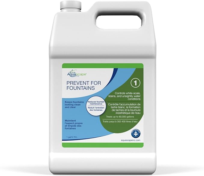 Aquascape Prevent Water Treatment for Fountains, Waterfalls, Rock and Gravel, Prevent White-Scale Buildup, Stains, Foam and Other Unsightly Water Conditions, 1 Gallon / 3.78 L | 96076