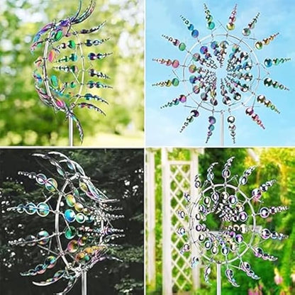 2Pcs Wind Spinners for Yard and Garden，Wind Spinners Outdoor，Magical Metal Windmill，Whimsical Wind Sculpture（2Pcs ）