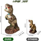 PARTYGEARS Dinosaur Statue with Gnomes, 16“ Large Outdoor Garden Statues Yard Decor, Funny Dinosaur Holding Gnomes Figurines for Patio Lawn, Weatherproof Gnome Decorations for Home, Unique