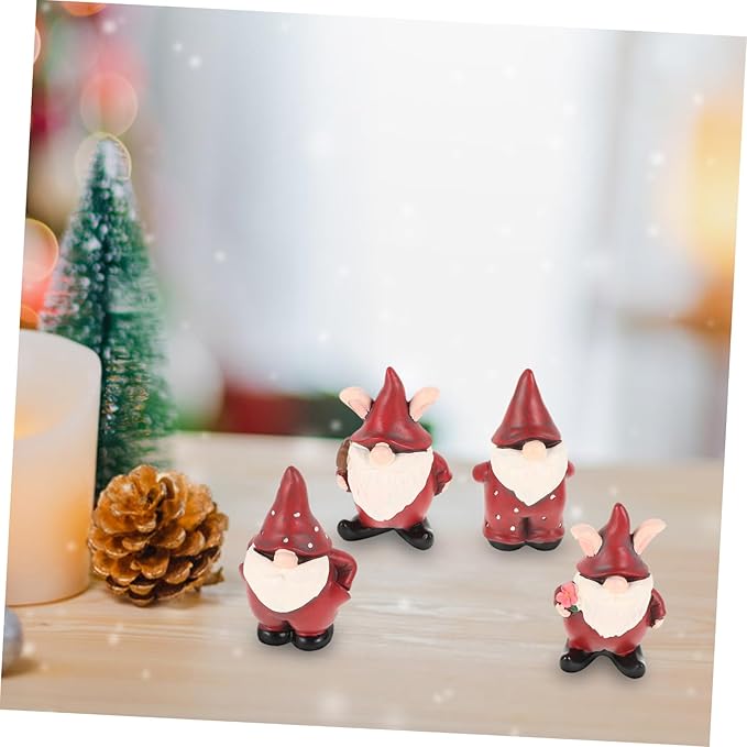 Milisten 4pcs Resin Gnome Garden Statues Weather-Resistant Outdoor Decor for Christmas Joyful Holiday Figurines for Lawn and Garden Decorations for Festive Celebrations
