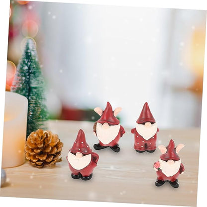 Milisten 4pcs Resin Gnome Garden Statues Weather-Resistant Outdoor Decor for Christmas Joyful Holiday Figurines for Lawn and Garden Decorations for Festive Celebrations