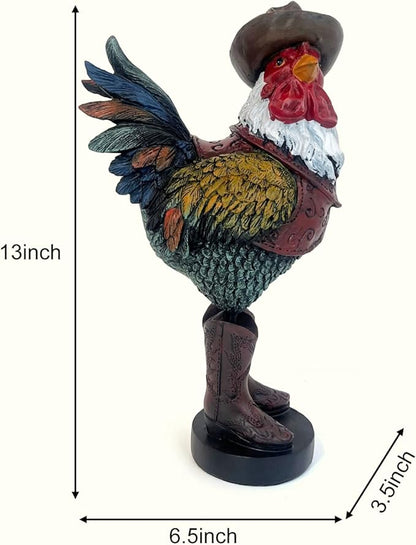 LIFFY Rooster Decor for Outside,13" Resin Rooster Statue Indoor Home Decor Ornaments,Garden Chicken Yard Decorations Outdoor for Balcony, Patio, Lawn,Farm Animal Figurines Gift for Rooster Lover