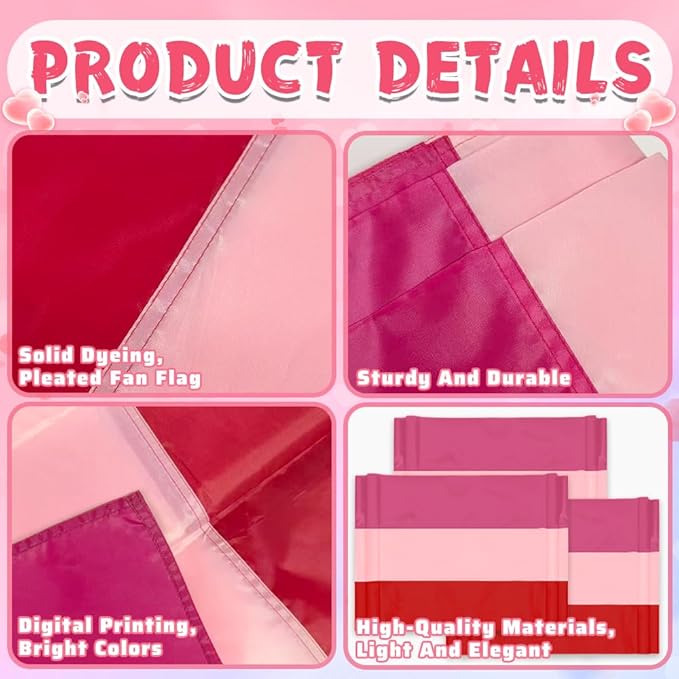 3Pack Valentines Bunting 2x20Ft Valentine’s Day Decorations Bunting Red Pink Stripe Banner Outdoor Garden Fence Porch Decor Engagement Party Anniversary/Wedding Décor
