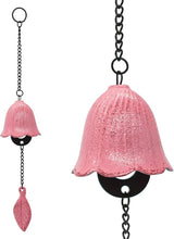 MrMrKura Japanese Leaf Wind Chimes, Small Wind Bell Pendent for Outside Hanging Cast Iron Wind Chime Ornament for Bless Garden Backyard Home Decor (Pink)