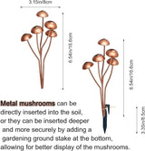 6.5" Metal Mushroom Garden Statue Decor (2-Pack) - Rust-Proof Iron Mushroom Stakes for Outdoor Lawn, Yard, & Patio - Flower Pot Ornament, Creative Gift for Garden Lovers (Stakes & Straps)