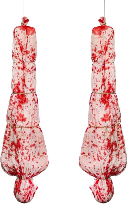 2PCS 5ft Halloween Decorations Scary Dead Victim Props, Hanging Corpse in Bag Body Bag Creepy Haunted House Decor Set, Halloween Outdoor Indoor Party Decorations (Assembly Needed)