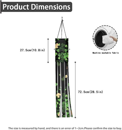 Jeiento St Patricks Day Green Leaf Windsock Set of 2 Green Windsock Flag Holiday Party Supplies Outdoor Hanging Decoration 40" Wind Socks for Farmhouse Lawn Yard Home Garden