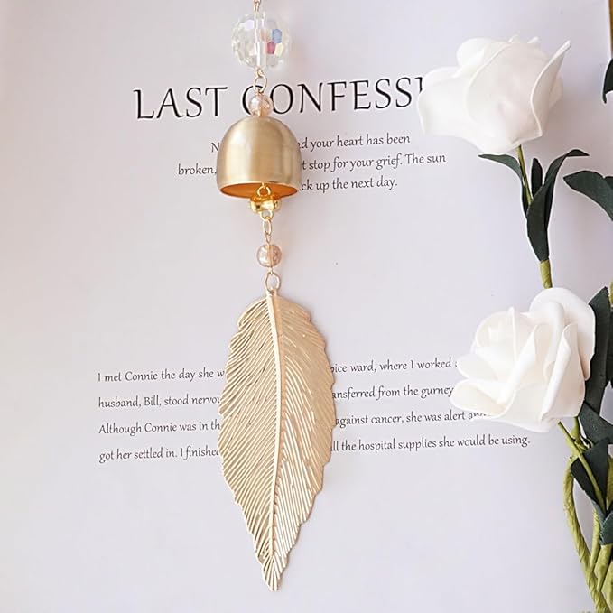 Hummingbird Rhinestones Hanging Bell for Window Decor - Wind Chime with Suncatcher for Patio Hallway Indoor Home Decor - Fengshui Hanging Bell Chimes for Good Luck