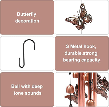 SumDirect Butterfly Wind Chime for House Decor, Wind Chimes for Outside, Memorial Wind Chimes, Memorial Gifts for Front Porch, Patio, Balcony Decor