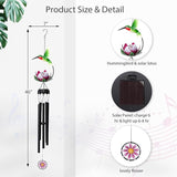 MUMTOP Solar Wind Chimes for Outside - Hummingbird with Lotus Crack Glass Ball Lights Wind Chimes Outdoor Unique, Windchimes Clearance for Garden, Patio,Yard Decor Gift