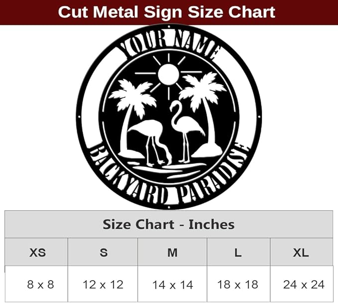 MeMate Flamingo Sign, Backyard Sign Outdoor Decor, Personalized Metal Sign for Backyard, Custom Name Signs for Patio Porch, Deck, 8-24 in Large Metal Sign for Outside, Housewarming Gifts