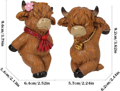 Set of 2 Cute Climbing Cow Flower Pot Hugger Figurines Resin Hanging Cow Statues Planter Pot Decorations for Home Garden Fence Balcony Patio Lawn Yard Ornaments