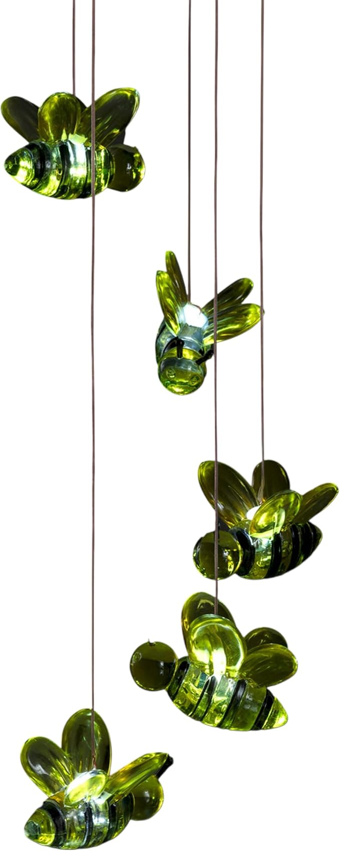 Alpine Corporation QLP832SLR Outdoor Solar Powered Wind Mobile with LED Bee Lights, LED Solar Lawn Décor, 27", Multicolor