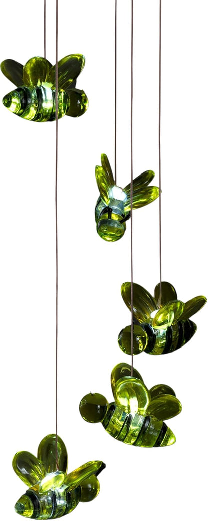 Alpine Corporation QLP832SLR Outdoor Solar Powered Wind Mobile with LED Bee Lights, LED Solar Lawn Décor, 27", Multicolor