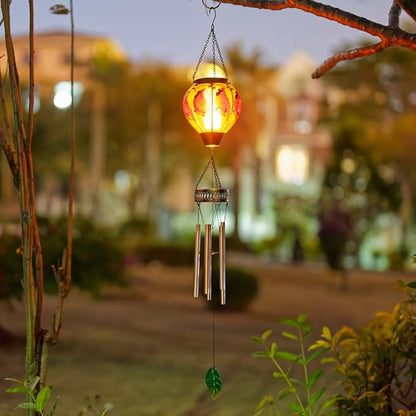 Starsoul Solar Wind Chimes for Outside, Cardinal Hot Air Balloon with Flickering Flame Solar Wind Chime, Glass Windchimes Outdoors Garden Decor, Gift for Mother's Day Mom Grandma