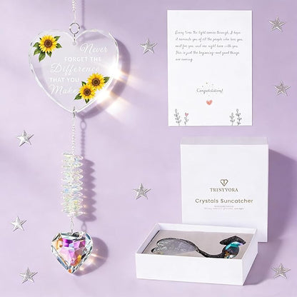 Crystal Suncatcher Thank You Gift – Never Forget The Difference You Make Ornament for Women, Appreciation Gifts for Coworkers, Teachers, Bosses, Nurses, Friends, Meaningful Keepsake