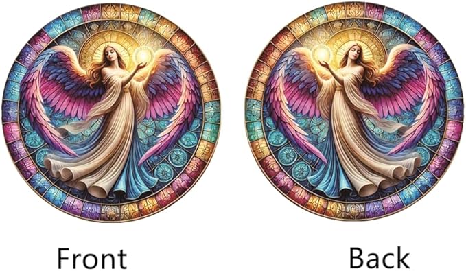 Angel Stained Window Hangings with Chain– Acrylic Round Ornament for Garden, Patio and Indoor Decor, Housewarming Gift for Mom, Grandma