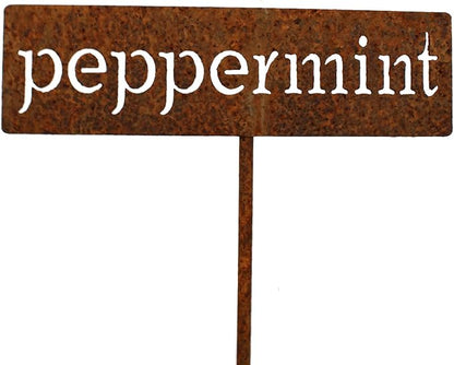 Classic Metal Garden Markers 19 Inches Tall (peppermint, Naturally Rusted)
