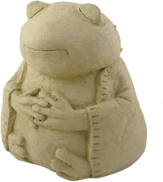 Modern Artisans Meditating Frog - Cast Stone Garden Sculpture: Large Size, Antique Stone Finish