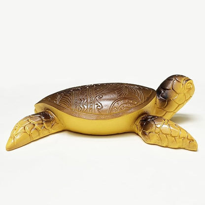 6-Inches Imitative Wood Carving Sea Turtle Statue Resin Hawaiian Turtles Sculpture Garden Tortoise Figurine for Home Decoration Outdoor Patio Lawn Yard Ornaments
