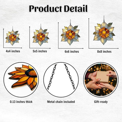 Narcissus Acrylic Suncatcher Stained Glass Effect Window Car Hanging Christmas Ornament Indoor Outdoor Decor Garden Sun Catcher Panel for Floral Lover for Women Mom Grandma
