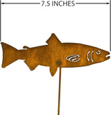 Swimming Trout Garden Stake Set of 3, Made in USA, Rusty Steel, Real Rust Finish (Small)